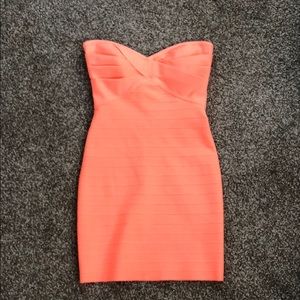 Neon coral Bebe dress mini